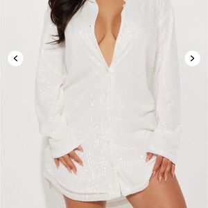 White Sequin Mini Dress